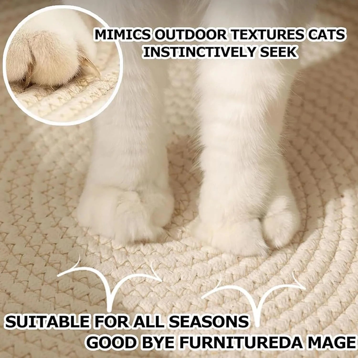 Handwoven Round Wicker Cat Basket Bed