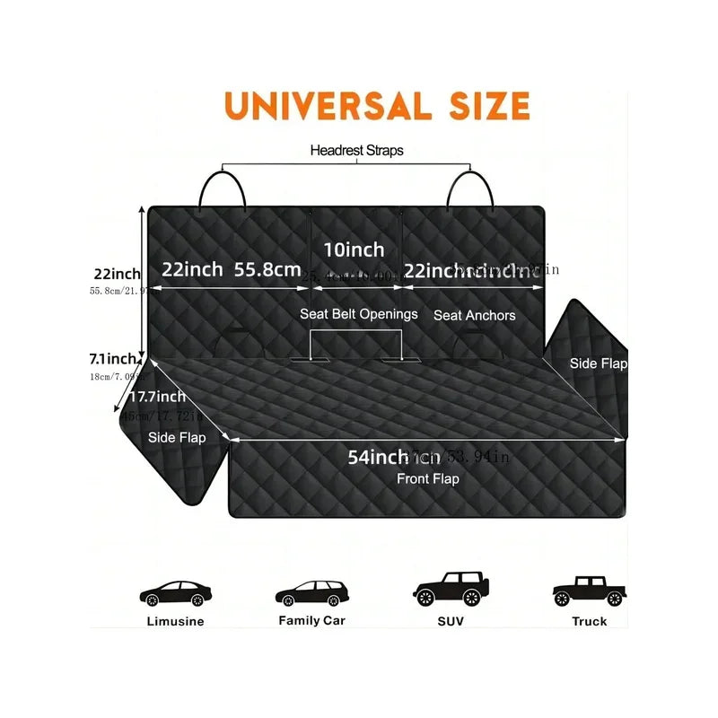 Waterproof Dog Car Seat Cover with Middle Armrest Access