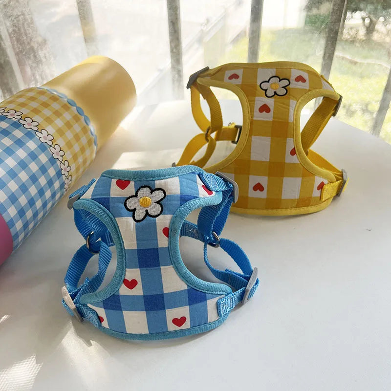 Floral Print Soft Padded Dog Vest Harness with Leash