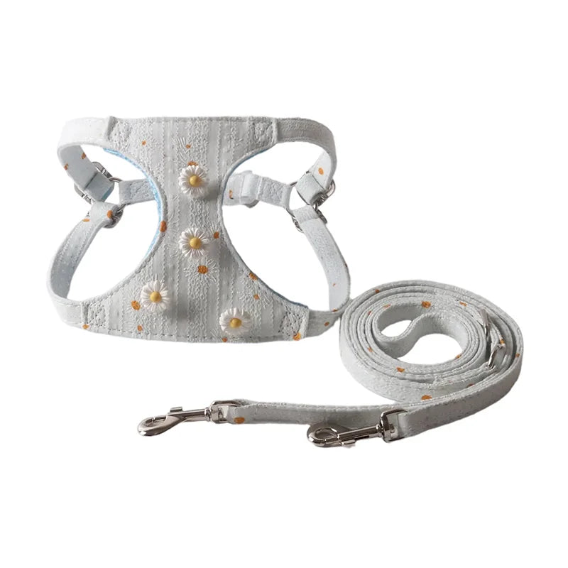 Breathable Cotton Jacquard Dog Vest Harness & Leash Set