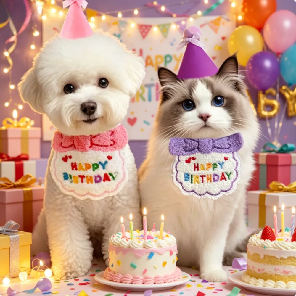 Pet Birthday Party Hat & Bib Set