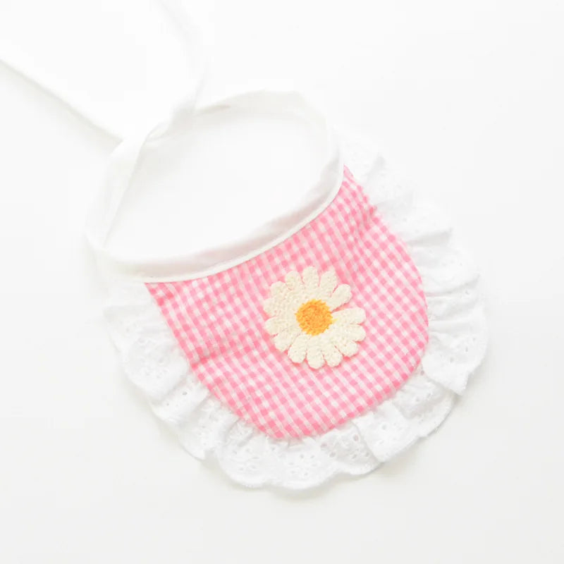 Plaid Floral Daisy Pet Bandana - Drool Bib & Neck Scarf