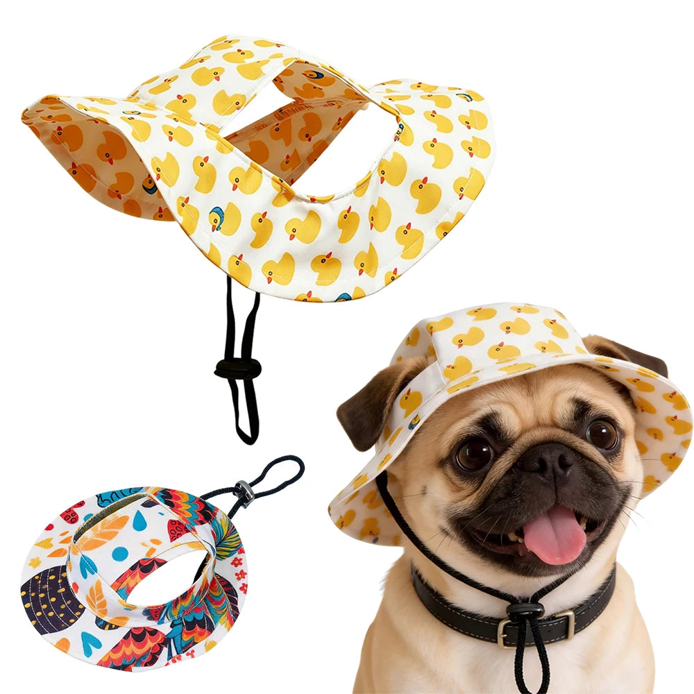 Adjustable Print Sun Hat for Small Dogs