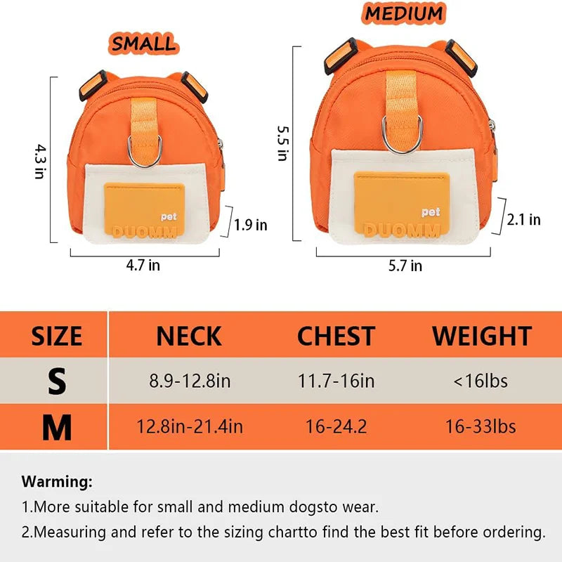 Dog Backpack Harness & Leash Set with Snack Pouch