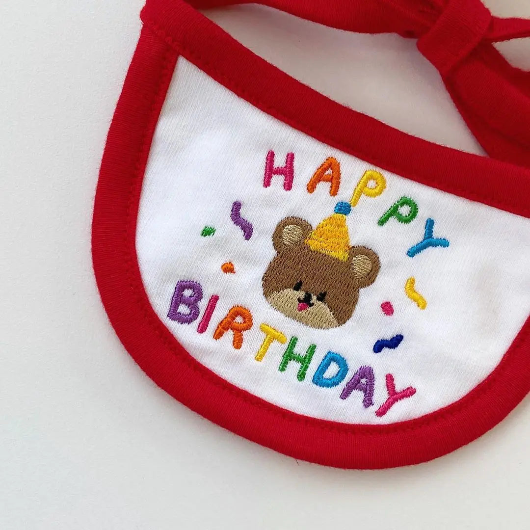 100% Cotton Lace-Edge Bear Print Dog Bib