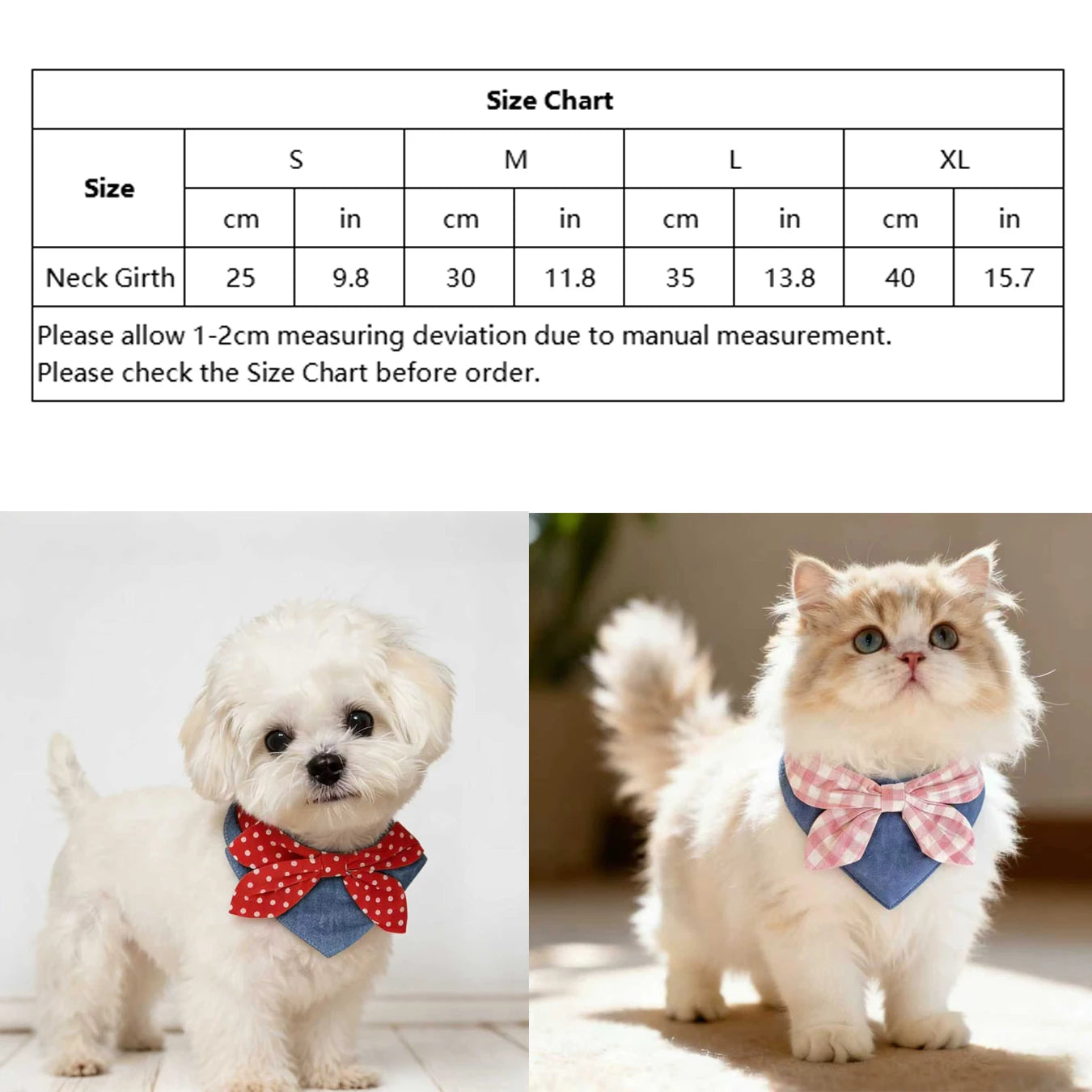 Denim-Look Polka Dot Triangle Bandana Bib for Puppies