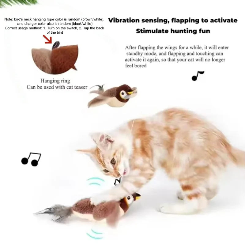Rechargeable Chirping & Flapping Bird Toy for Cats
