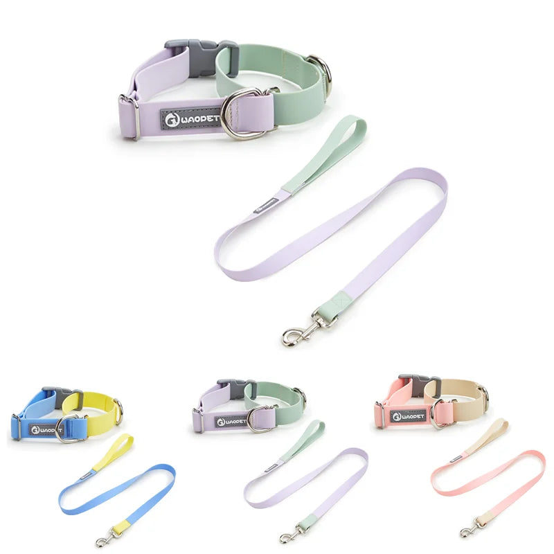 PVC Waterproof Semi-Telescopic Collar & Leash Set for Large Dogs