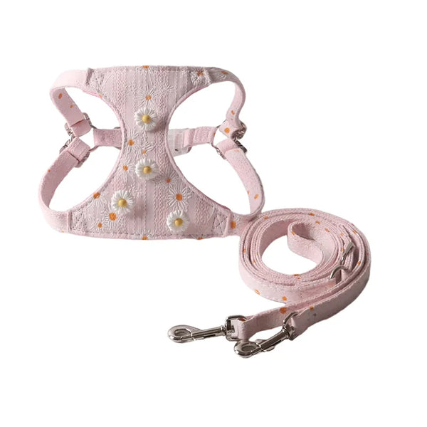 Breathable Cotton Jacquard Dog Vest Harness & Leash Set