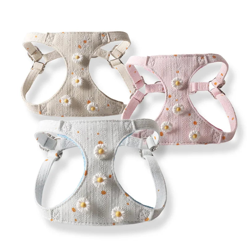 Breathable Cotton Jacquard Dog Vest Harness & Leash Set
