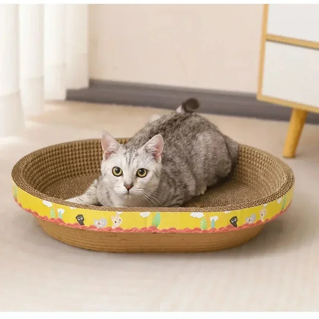 Oval Corrugated Cat Scratching Board & Nest