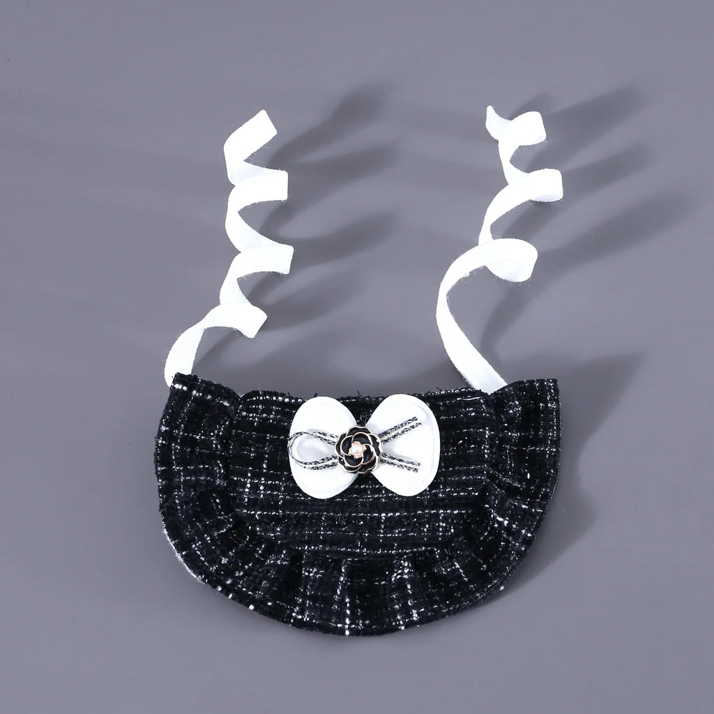 Knitted Woolen Flower Hat & Bow Bib Pet Accessory Set