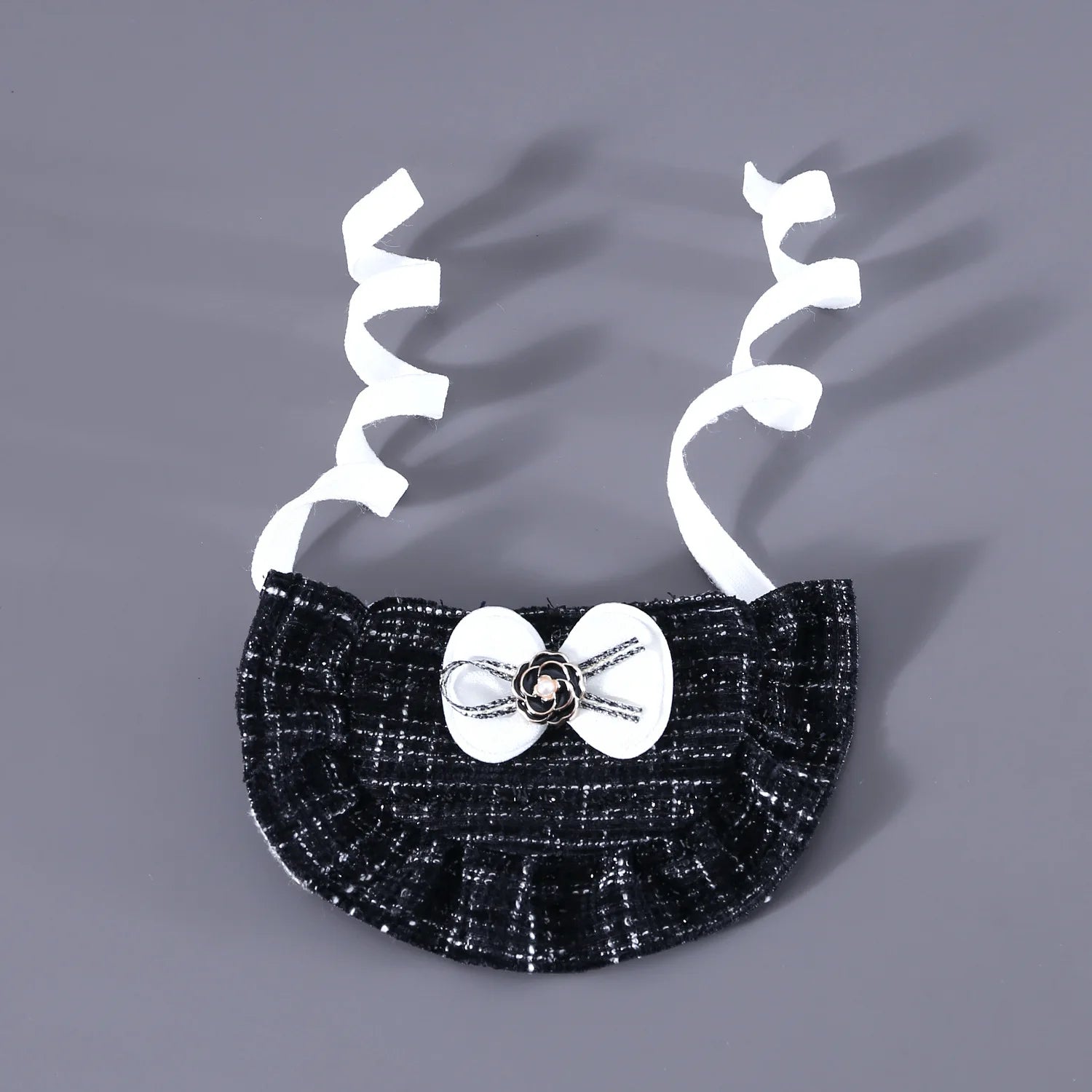 Knitted Woolen Flower Hat & Bow Bib Pet Accessory Set