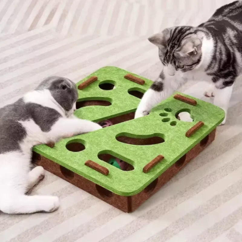 Interactive Felt Puzzle Maze Box with Bell Ball for Cats