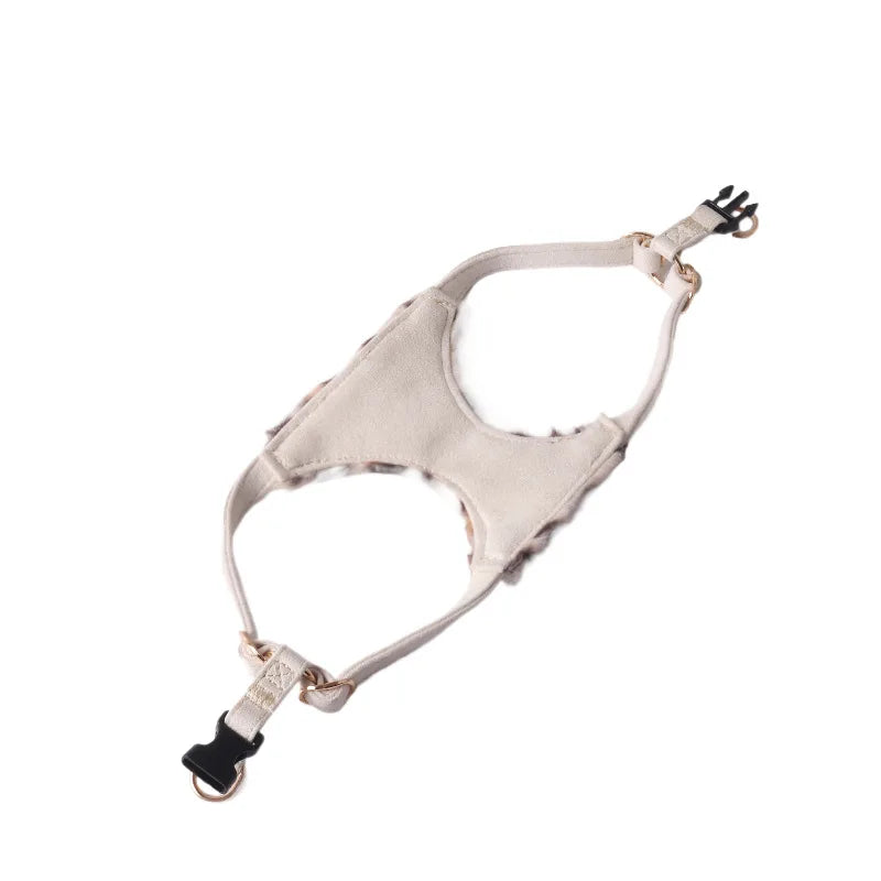 Leopard Print Faux Fur Dog Harness & Leash Set