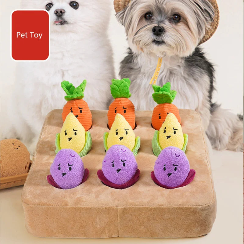 Vegetable Garden Snuffle Puzzle Feeder Toy for Dogs