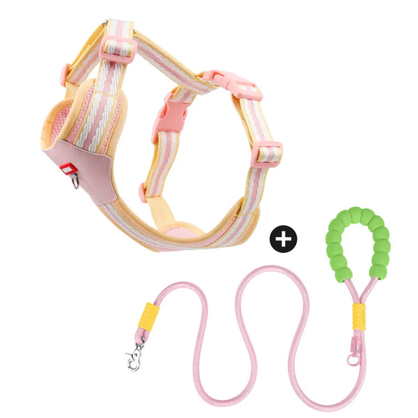 Dopamine Color Dog Harness & Leash Set for Outdoor Walks
