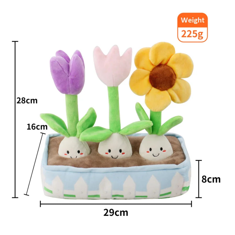 Flower-Shaped Plush Squeaky Hidden-Treat Dog Toy