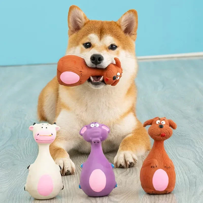 Squeaky Latex Elephant & Cow Chew Toy for Dogs