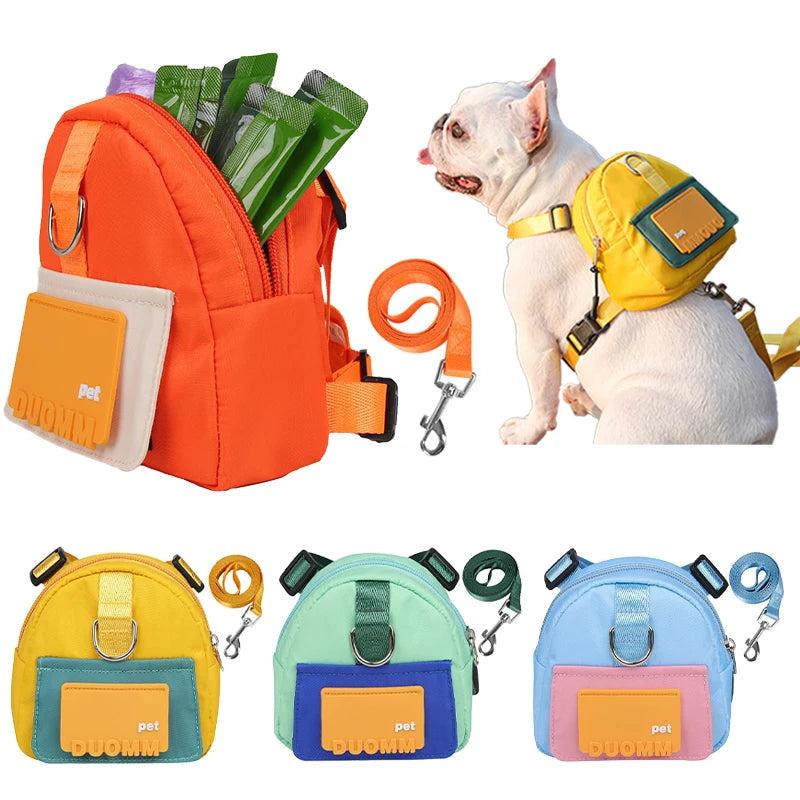 Dog Backpack Harness & Leash Set with Snack Pouch