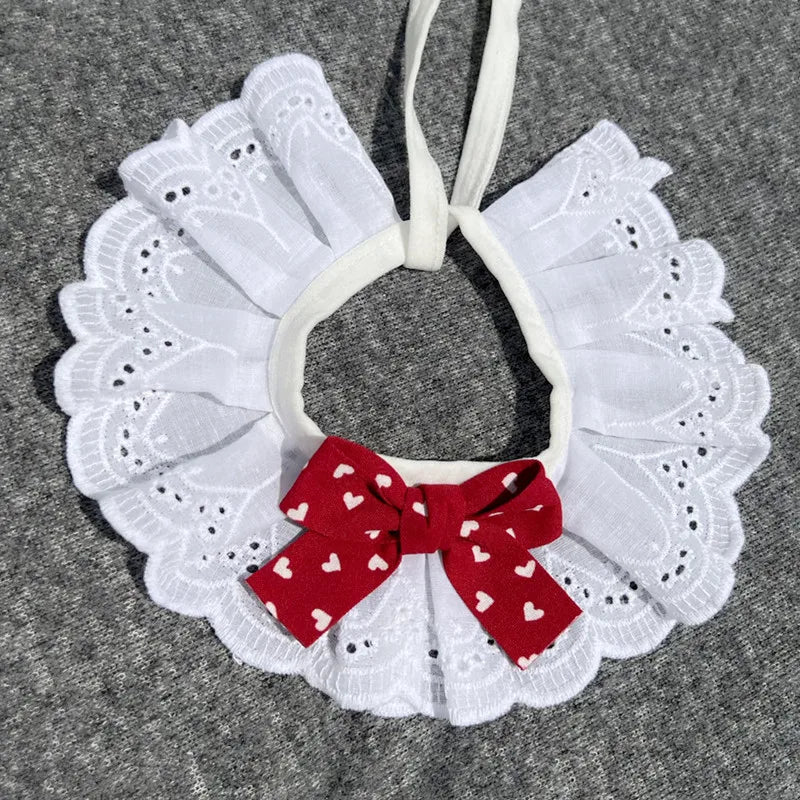 Lace Trim Round Neck Pet Bib Collar