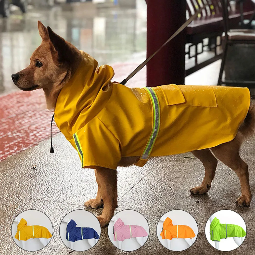 Reflective Waterproof Hooded Dog Raincoat