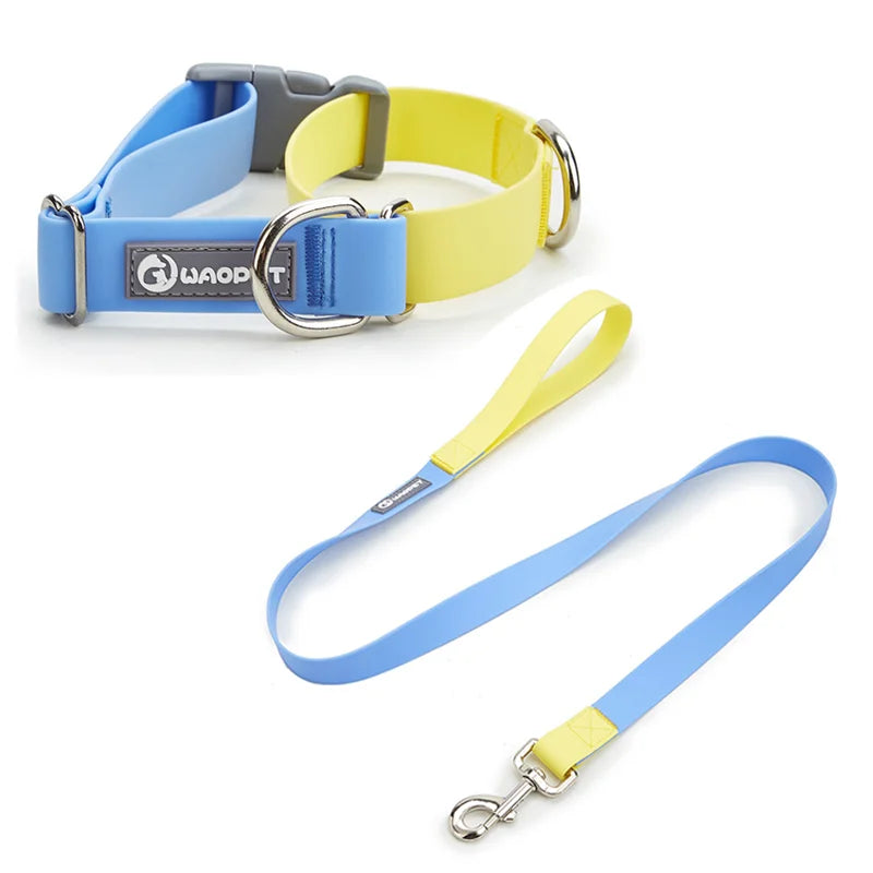 PVC Waterproof Semi-Telescopic Collar & Leash Set for Large Dogs