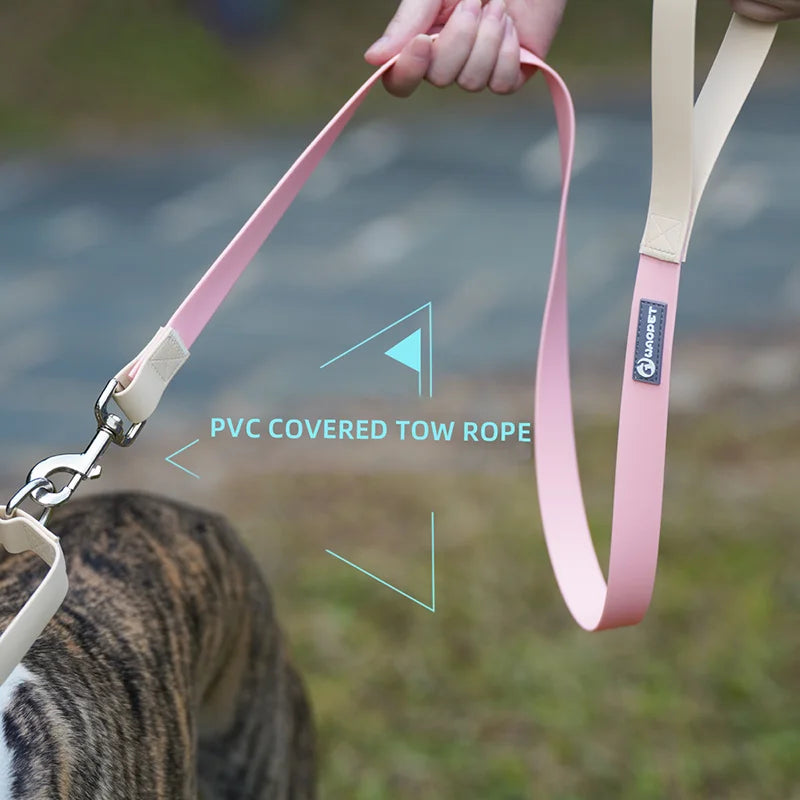 PVC Waterproof Semi-Telescopic Collar & Leash Set for Large Dogs