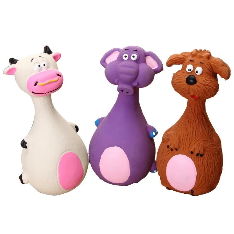 Squeaky Latex Elephant & Cow Chew Toy for Dogs