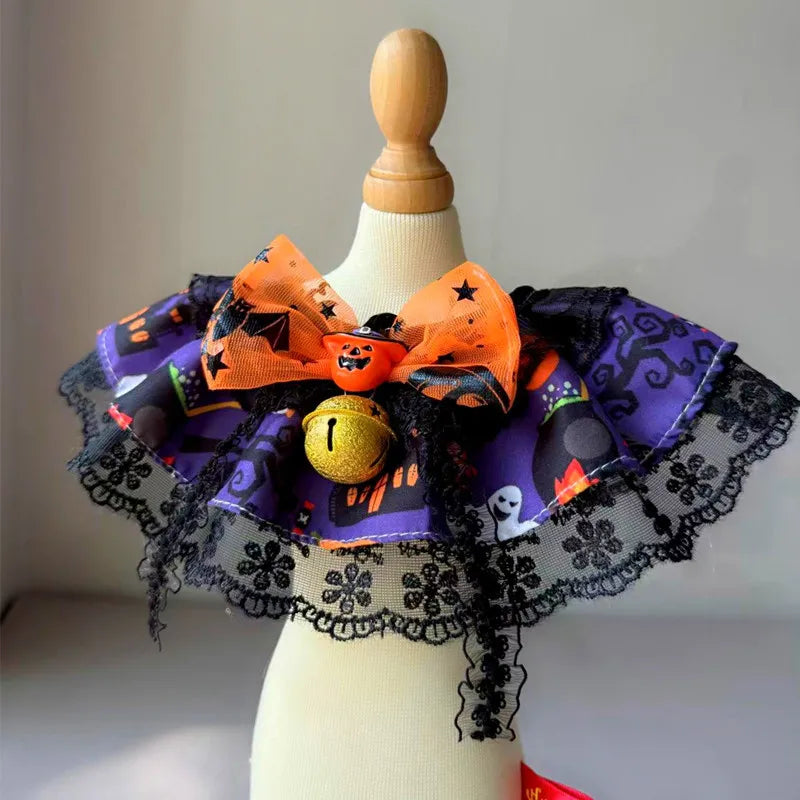 Gothic Lace Halloween Bandana with Hair Clip