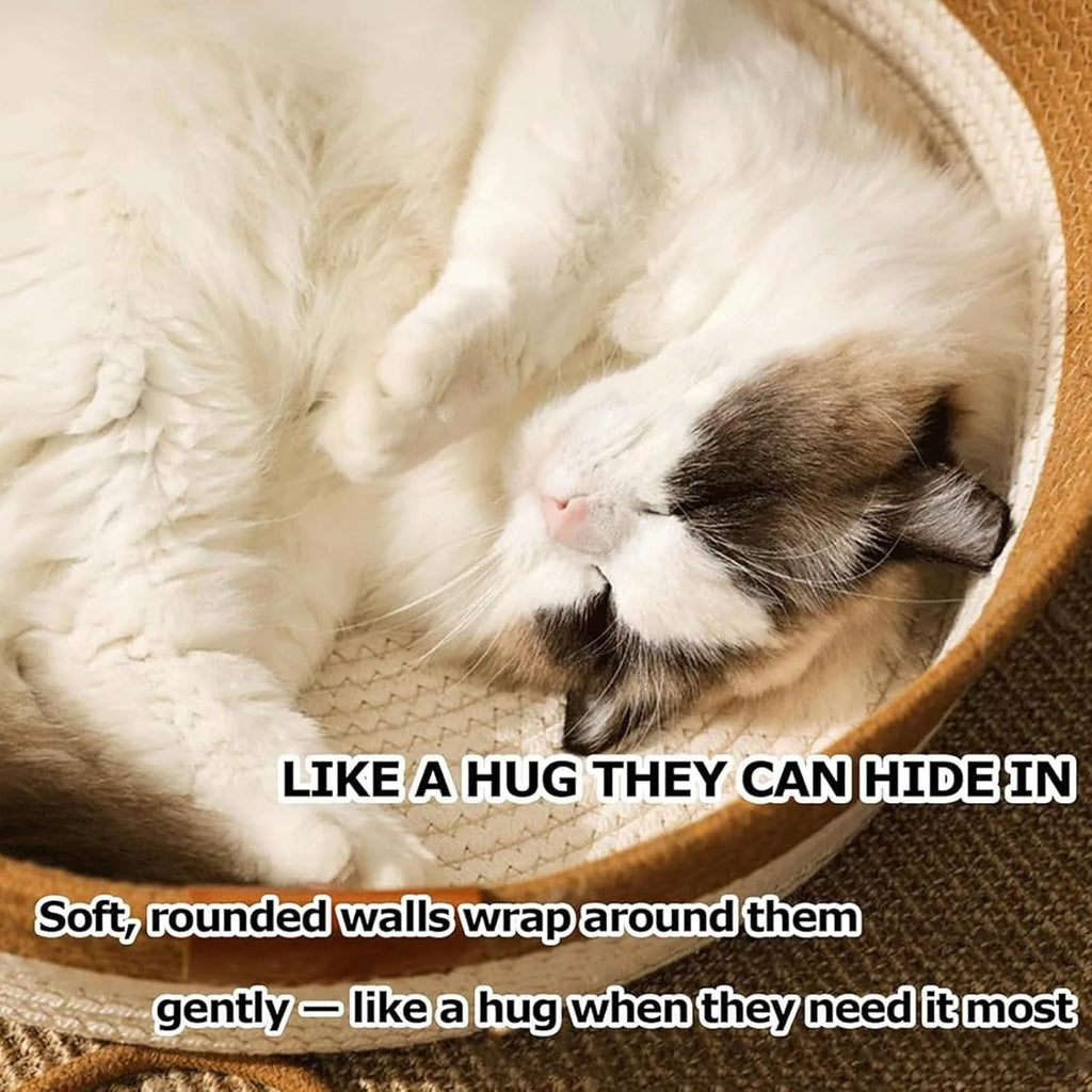 Handwoven Round Wicker Cat Basket Bed