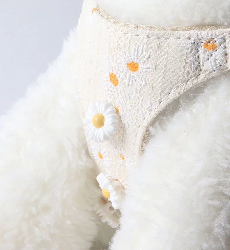 Breathable Cotton Jacquard Dog Vest Harness & Leash Set