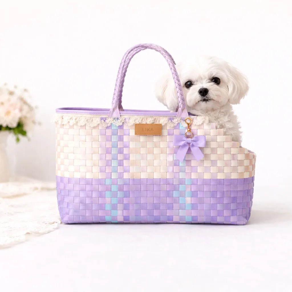Lightweight Woven Pet Carrier Tote Bag for Cats & Small Dogs