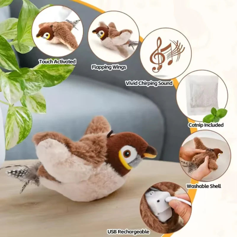Rechargeable Chirping & Flapping Bird Toy for Cats