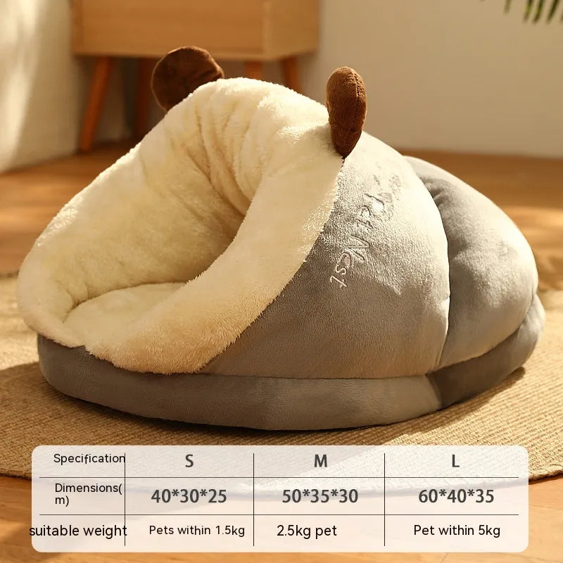 Cozy Slipper Pet Bed for Winter