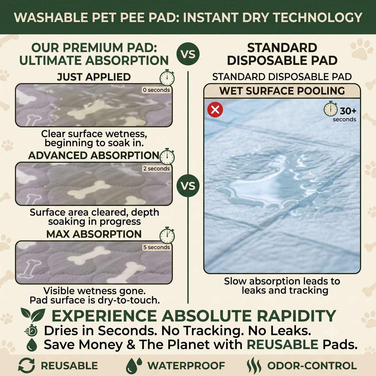 Petbabe Waterproof Reusable Dog Pee Pad
